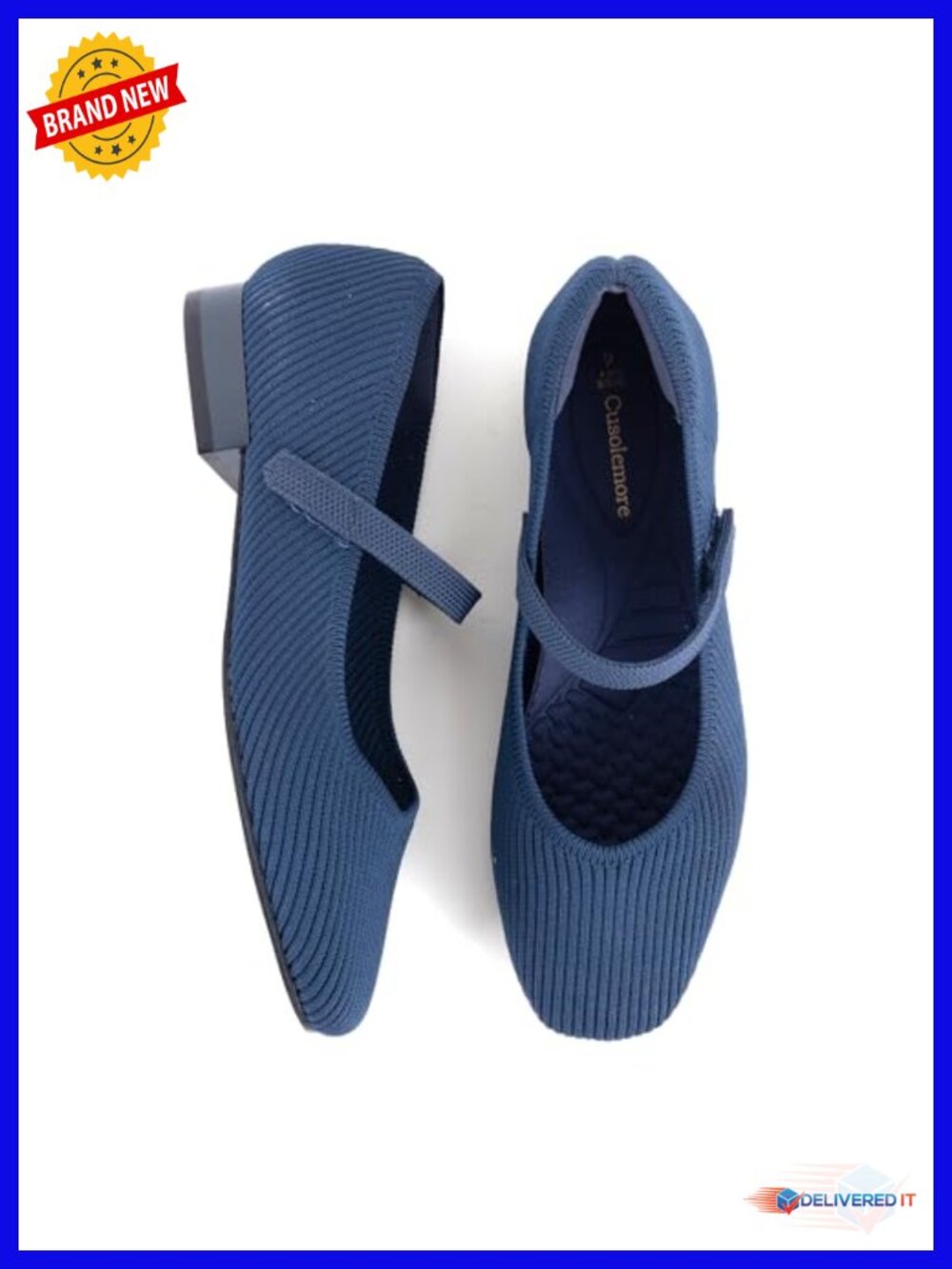 Mary Jane Flats with Arch Support, Square Toe Knit Dress Shoes